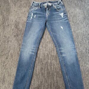 Silver Girlfriend Style Ankle Jeans.  Size W27/L29